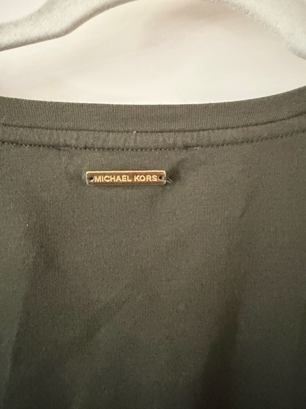 Michael Kors Olive Ruched Long Sleeve Dress M - Picture 5 of 6